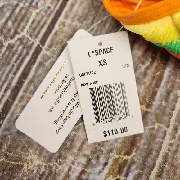 L*Space Pamela Bikini Top in Under the Sun Size XS NWT Racerback Striped - Picture 5 of 6